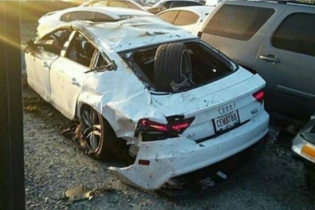 La voiture de Shawty Lo après l'accident