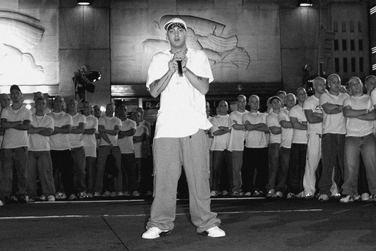 Eminem et son armée de Slim Shady en répétition des MTV Video Music Awards à New York