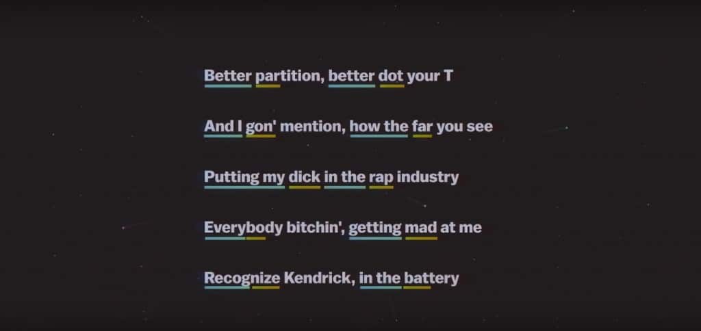 Kendrick Lamar perpétue la tradition des schémas complexes en alternant rimes courtes et longues sur "Rigamortus" en 2011