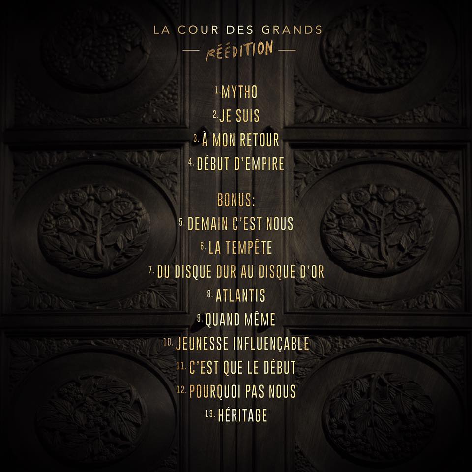 Tracklist de la réédition de "La cour des grands"