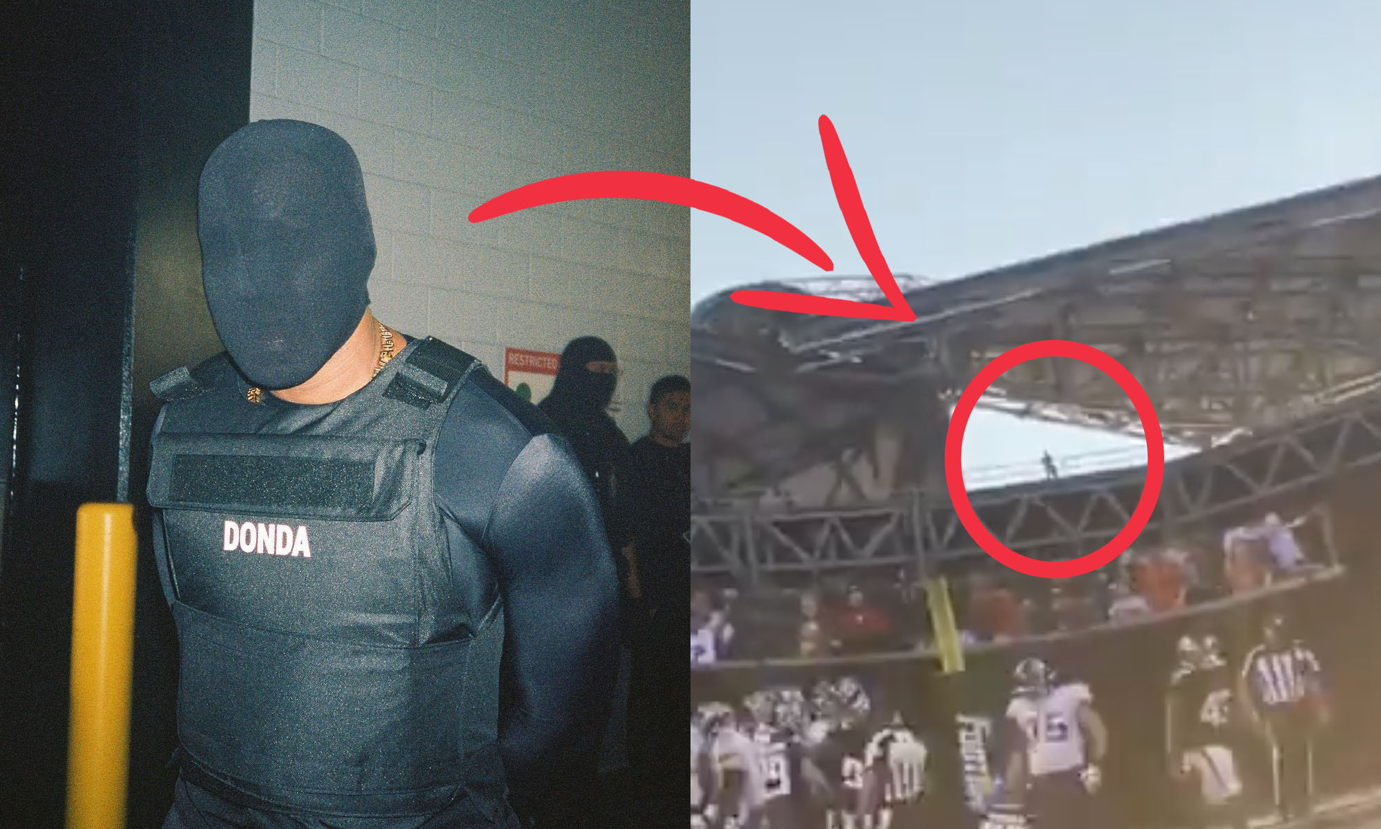 Kanye West aperçu au sommet du stade d’Atlanta en plein match ?